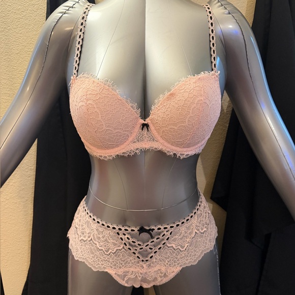 Victoria's Secret Other - Victoria's Secret Dream Angel’s Blush Ribbon Lined Lace Demi and Thong Set